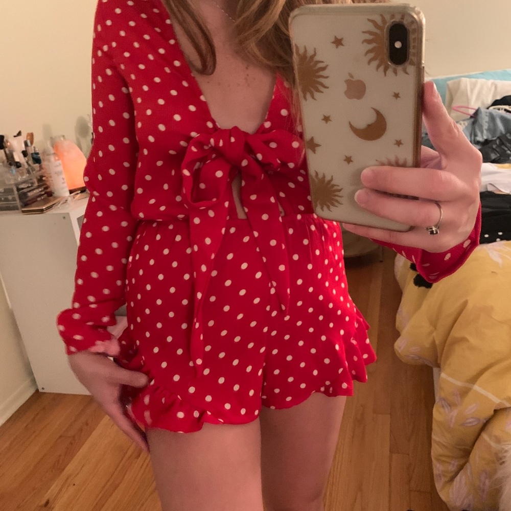 NWT red polka dot romper